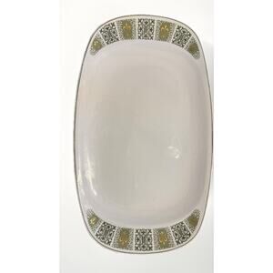 Copeland Spode Dauphine S3381 12” Rectangular Serving Platter Green Gold Pattern